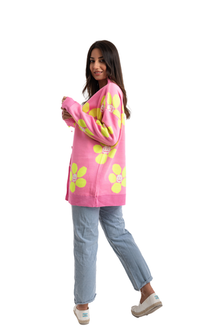 Pink Jacket with Yellow Flower Print