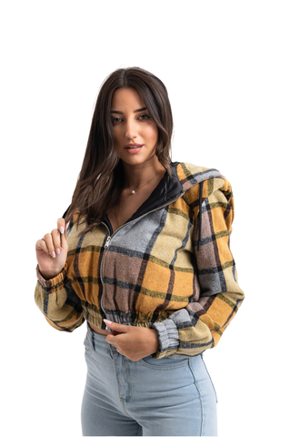 Plaid Hooded Crop Top