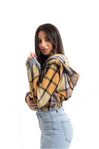 Plaid Hooded Crop Top