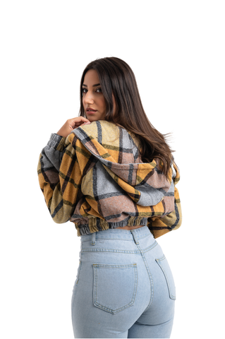 Plaid Hooded Crop Top