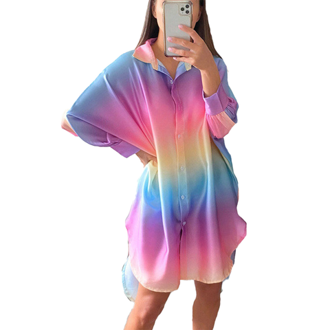 Single Breasted Rainbow Dress