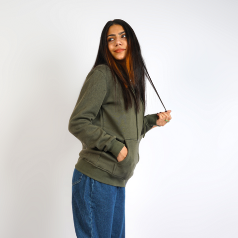 Unisex Simple Plain Hoodie Green