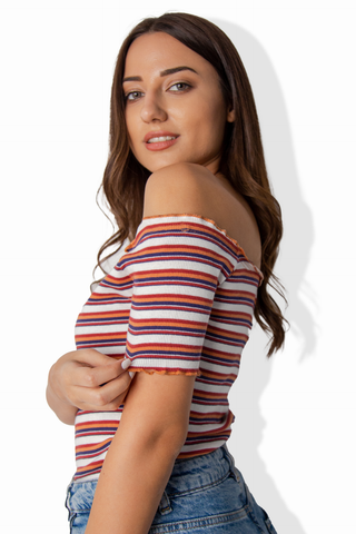 Striped Bardot top