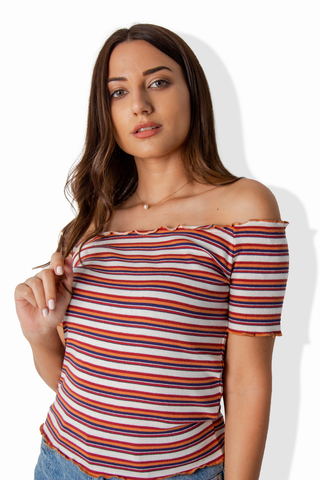 Striped Bardot top