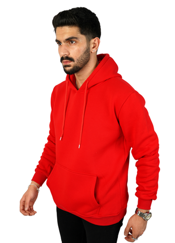 Unisex Simple Plain Hoodie Red