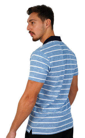 Men Striped T-Shirt Black Neck