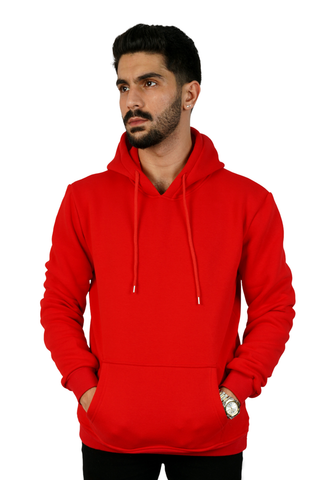 Unisex Simple Plain Hoodie Red