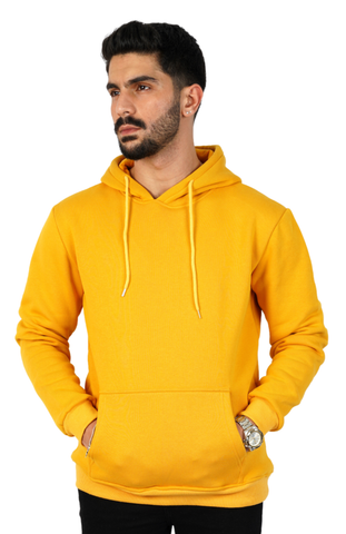 Unisex Smple Plain Hoodie Yellow