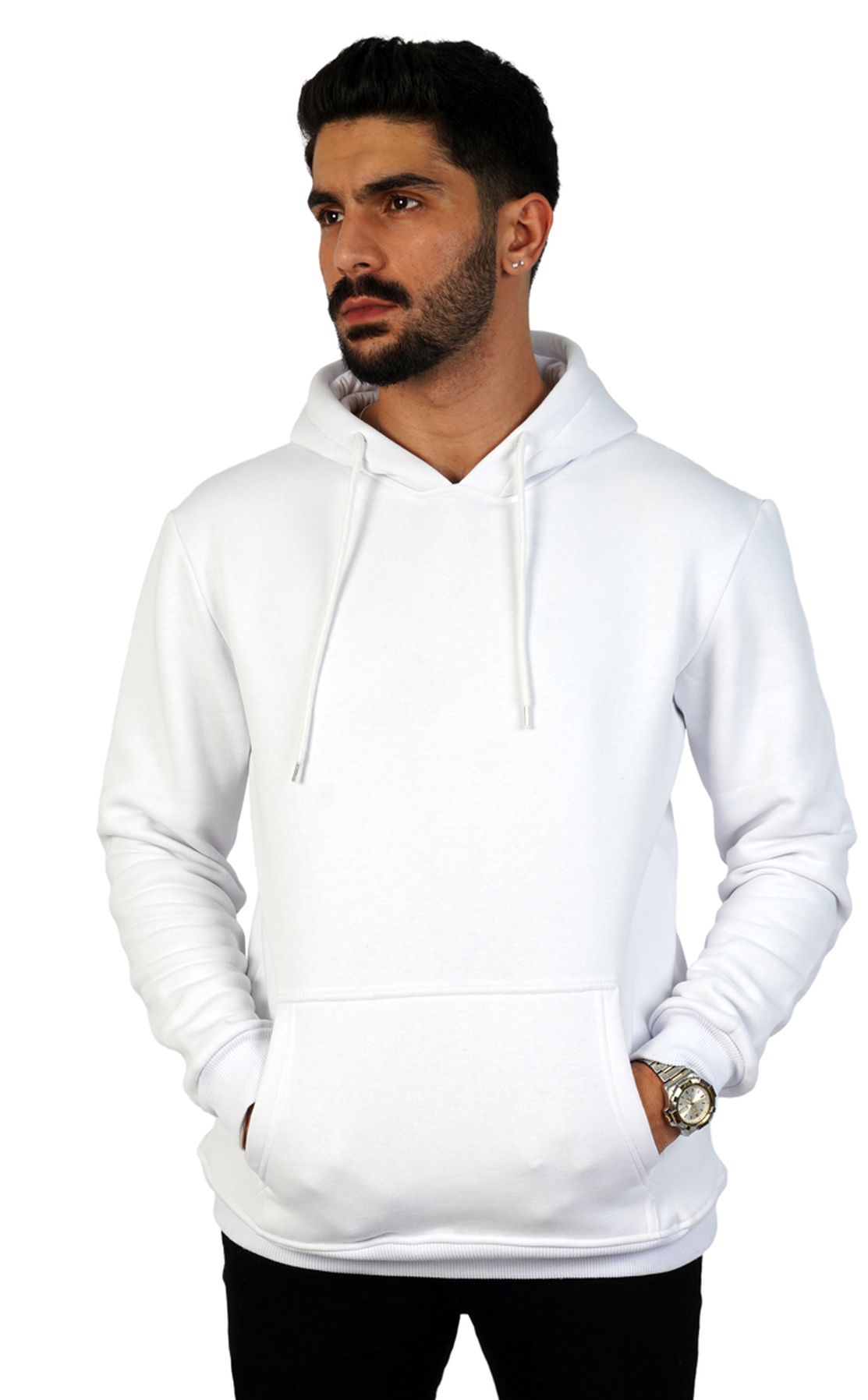 Unisex Simple Plain Hoodie White