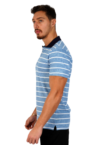 Men Striped T-Shirt Black Neck